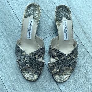 Manolo Blahnik lizard skin sandals